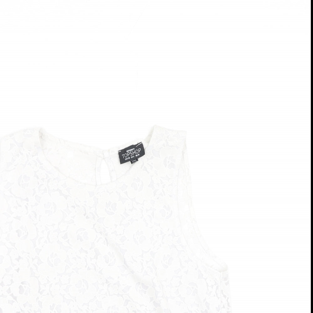 Topshop Womens Ivory  Polyester Camisole Tank Size 10 Round Neck