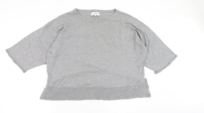 Next Womens Grey Round Neck  Cotton Pullover Jumper Size 16