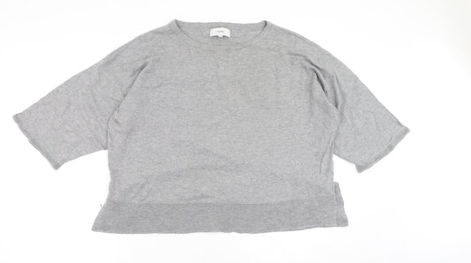 NEXT Womens Grey Round Neck  Cotton Pullover Jumper Size 16