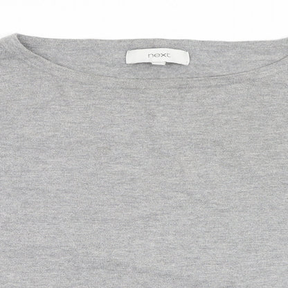 Next Womens Grey Round Neck  Cotton Pullover Jumper Size 16