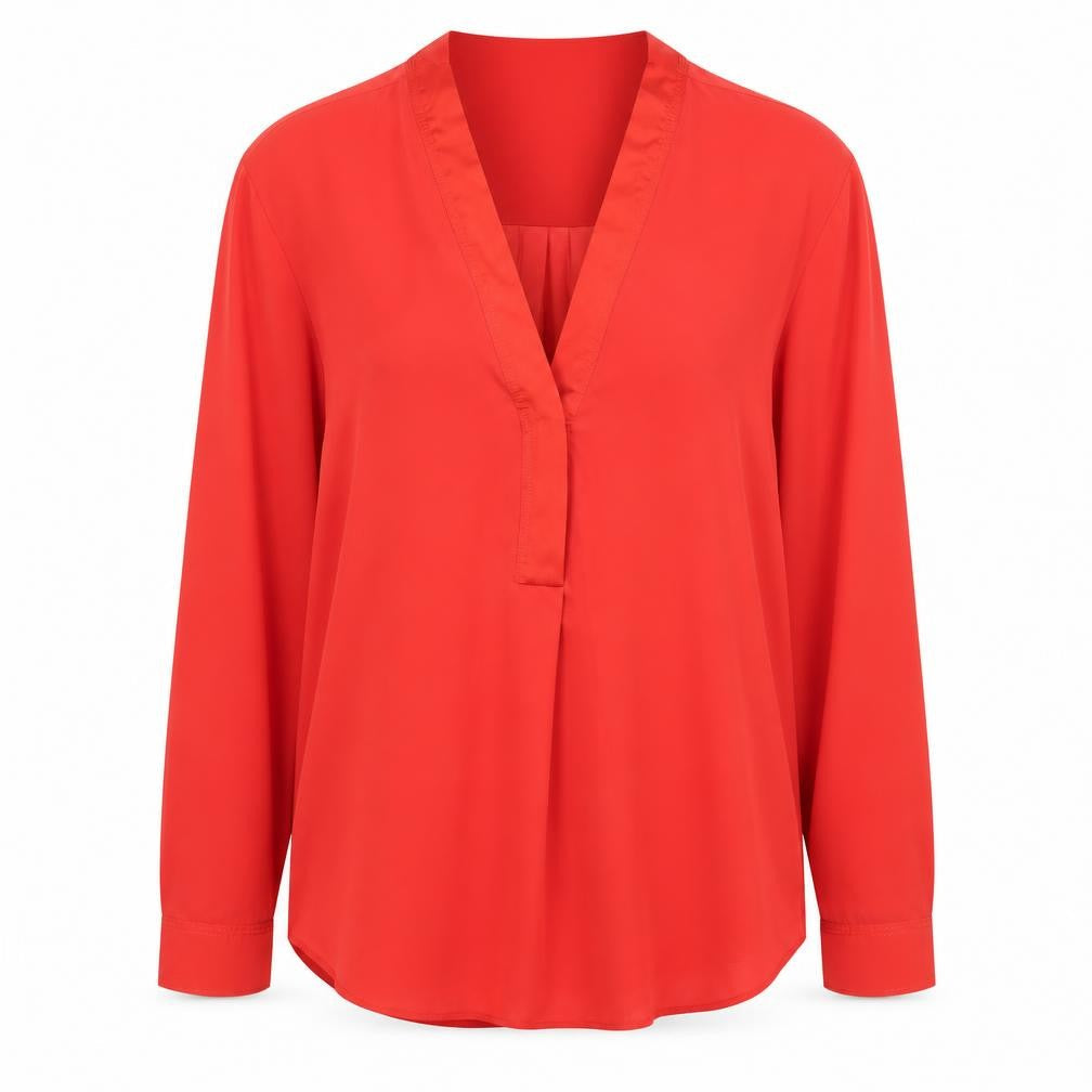 Warehouse Womens Red  Polyester Basic Blouse Size 10 V-Neck