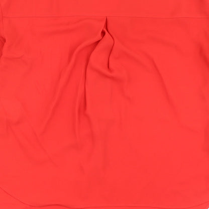 Warehouse Womens Red  Polyester Basic Blouse Size 10 V-Neck