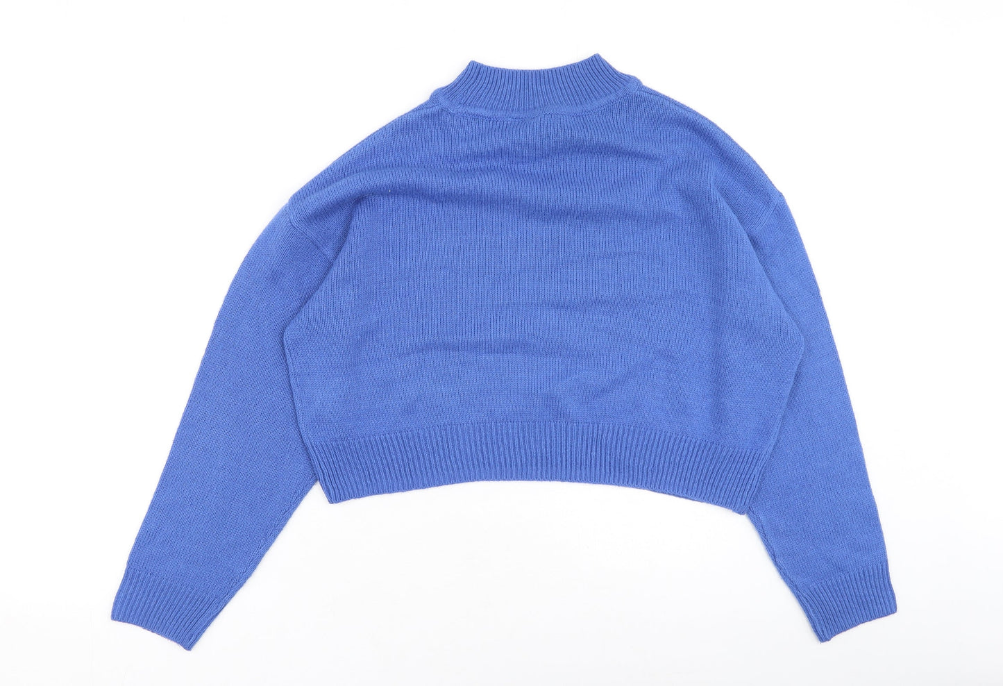 Divided Womens Blue Round Neck  Acrylic Pullover Jumper Size S