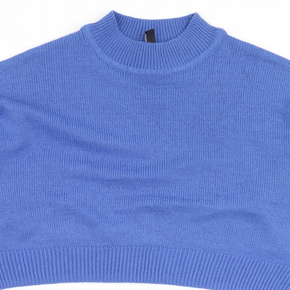 Divided Womens Blue Round Neck  Acrylic Pullover Jumper Size S