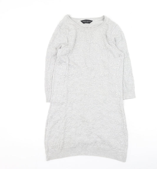 Dorothy Perkins Womens Grey Round Neck  Viscose Pullover Jumper Size 10