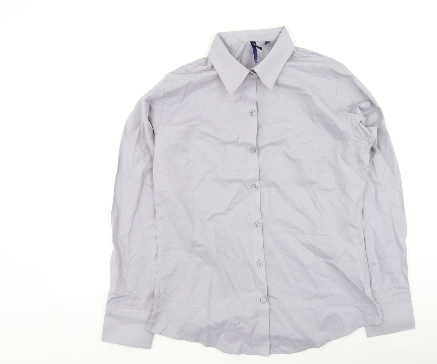 Premier Womens Grey  Cotton Basic Button-Up Size 10 Collared