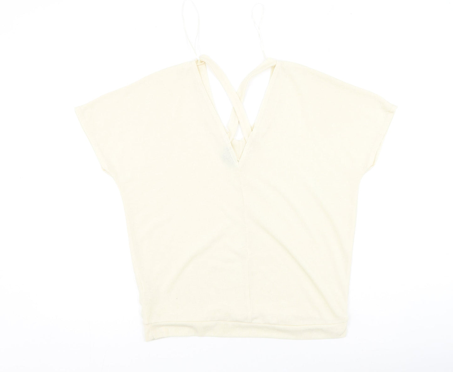 River Island  Womens Beige  Polyester Basic T-Shirt Size 6 V-Neck