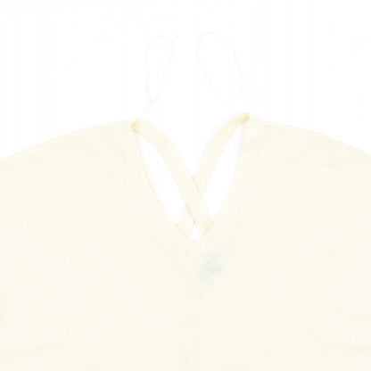 River Island  Womens Beige  Polyester Basic T-Shirt Size 6 V-Neck