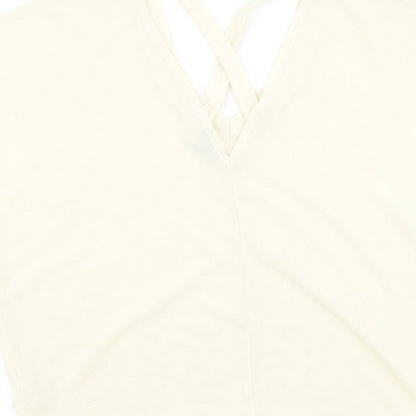 River Island  Womens Beige  Polyester Basic T-Shirt Size 6 V-Neck