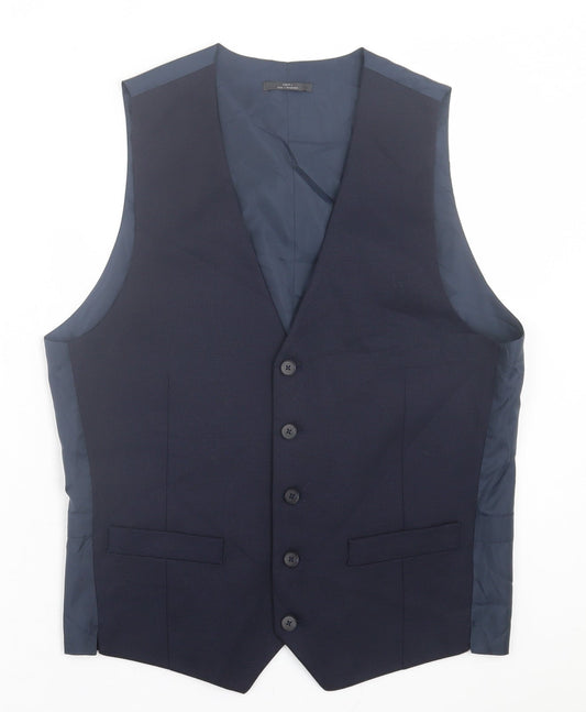 Marks and Spencer Mens Blue  Wool Jacket Suit Waistcoat Size S