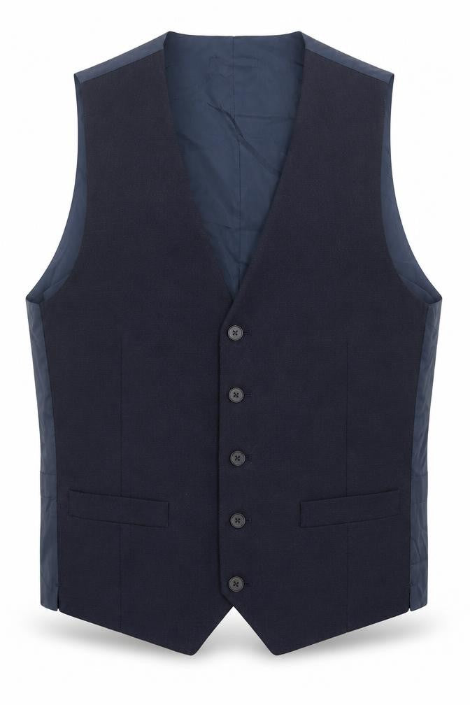 Marks & Spencer Mens Blue  Wool Jacket Suit Waistcoat Size S