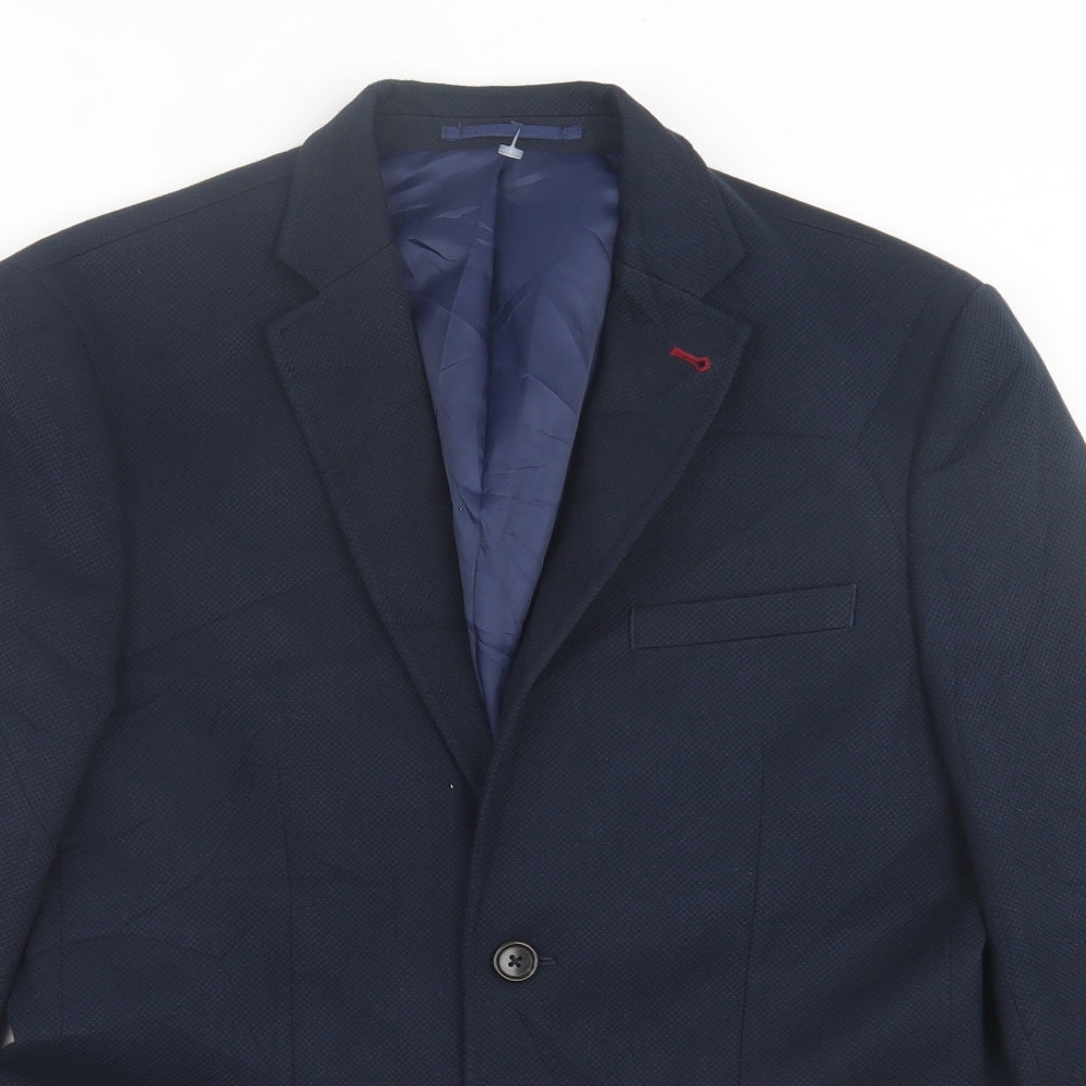 Burton Mens Blue  Polyester Jacket Suit Jacket Size 36