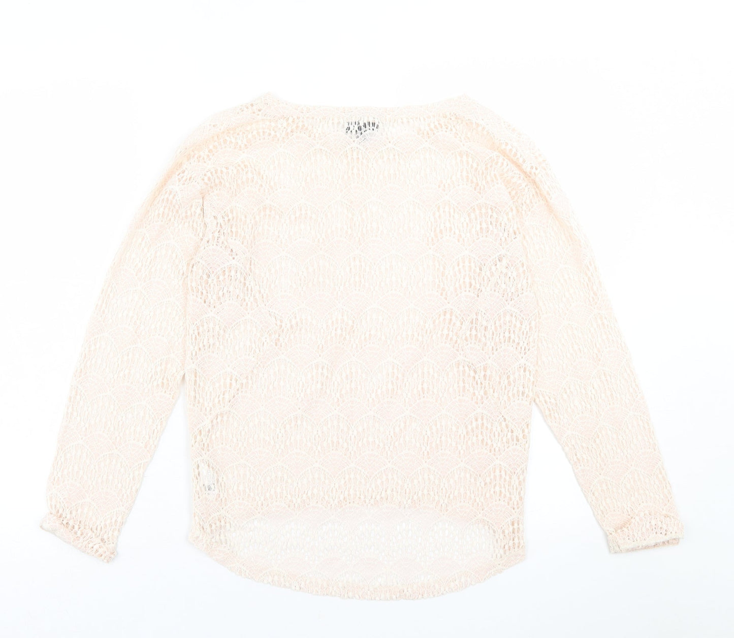 Topshop Womens Ivory Geometric Cotton Basic T-Shirt Size 10 Crew Neck