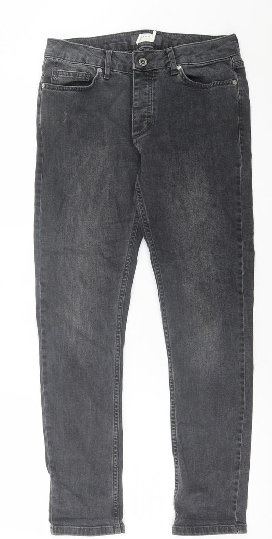 Topman Mens Black  Cotton Skinny Jeans Size 30 in L30 in Regular Button