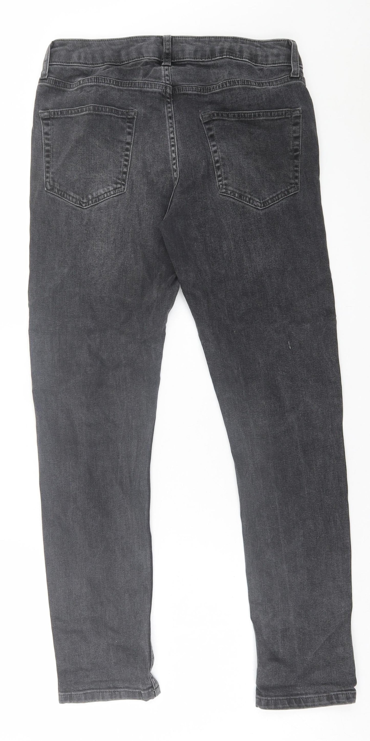 Topman Mens Black  Cotton Skinny Jeans Size 30 in L30 in Regular Button