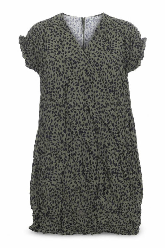 New Look Womens Green Animal Print Viscose A-Line  Size 8  V-Neck Pullover
