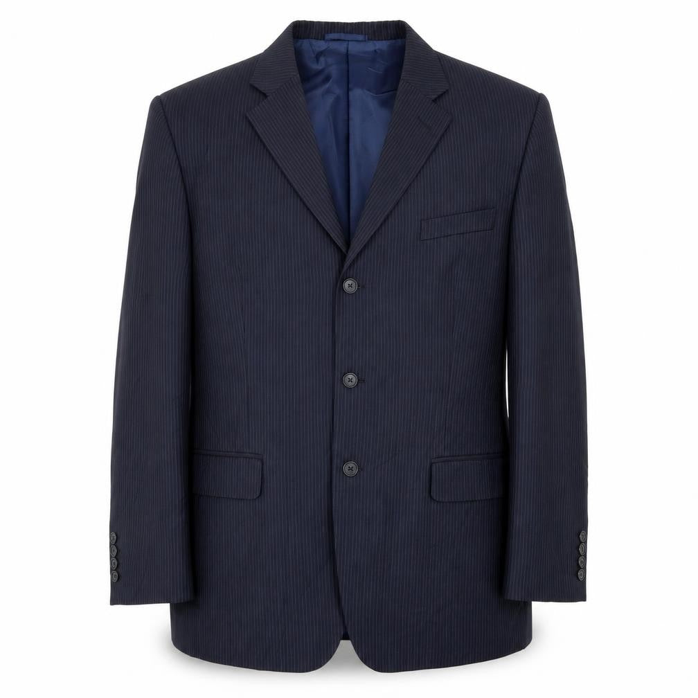 WILLIAM CHENG & SON Mens Blue Striped Polyester Jacket Suit Jacket Size 44