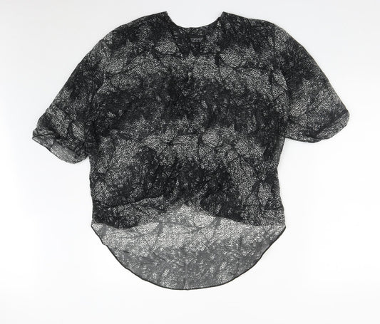 Topshop Womens Black Geometric Polyester Basic Blouse Size 10 V-Neck