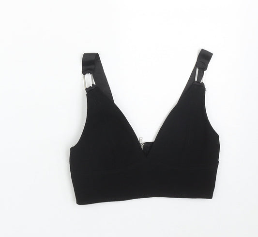 Topshop Womens Black  Polyester Cropped Tank Size 4 V-Neck