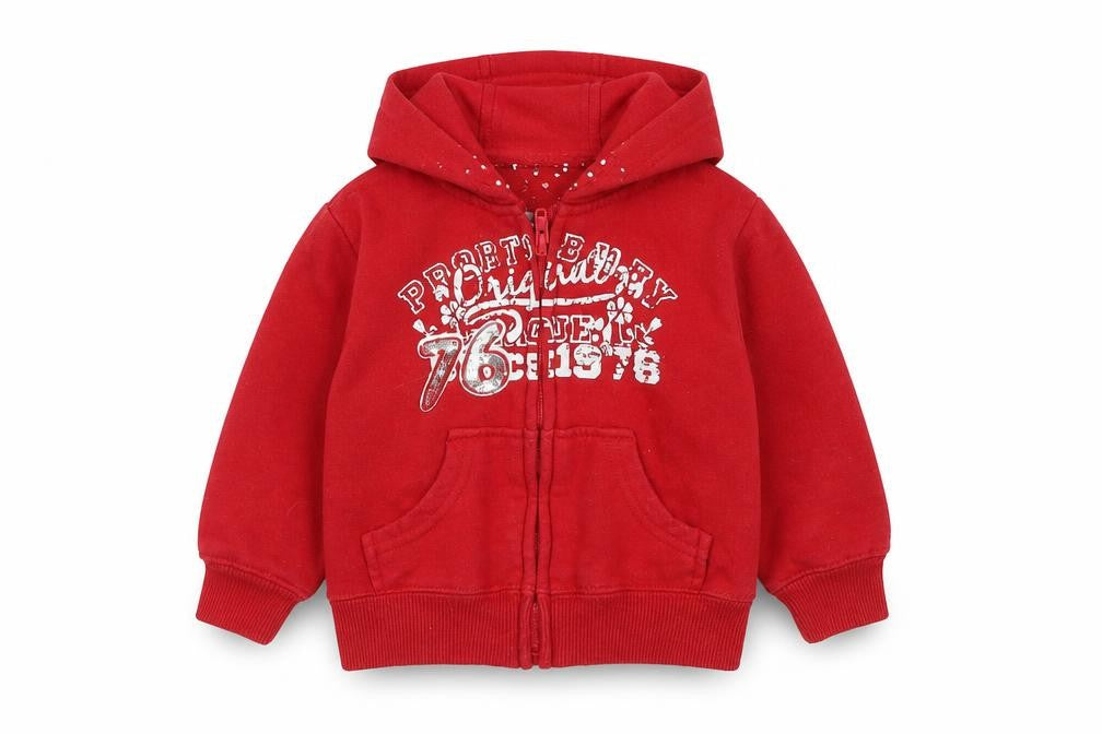 Earlydays Girls Red  Cotton Basic Button-Up Size 9-12 Months V-Neck Zip
