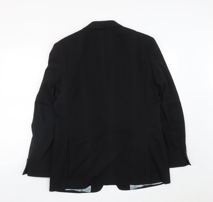 Preloved George Mens Black Striped Polyester Jacket Suit Jacket Size 40 - Back