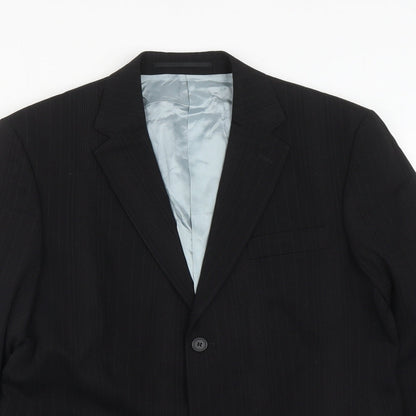 Preloved George Mens Black Striped Polyester Jacket Suit Jacket Size 40 - Detail