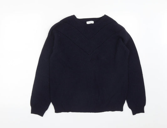 Matalan Womens Blue Round Neck  Polyester Pullover Jumper Size M