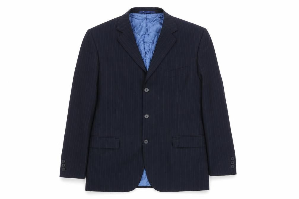 Burton Mens Black Striped Wool Jacket Suit Jacket Size 44