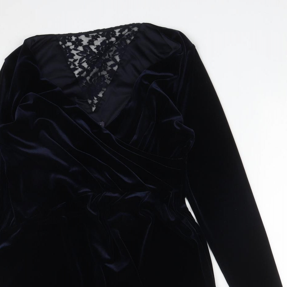 Marks and Spencer Womens Blue  Polyester A-Line  Size 14  V-Neck