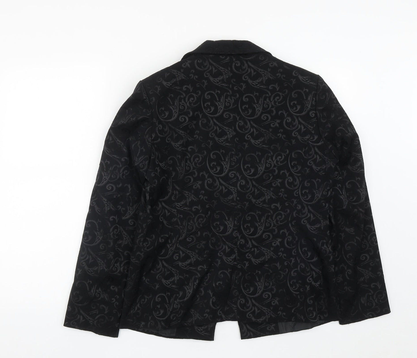 NEXT Womens Black Geometric Polyester Jacket Suit Size 14