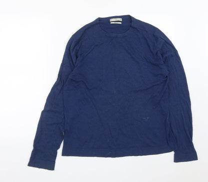 Mango Mens Blue Round Neck  Polyester Pullover Jumper Size L