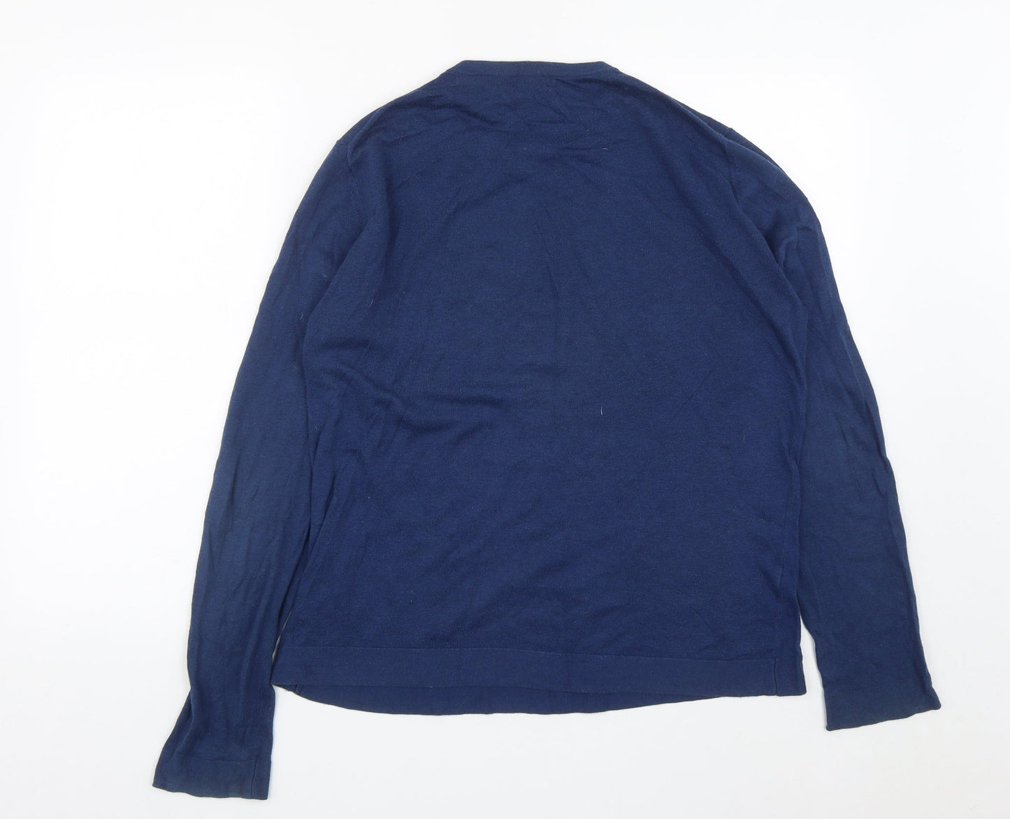 MNG Mens Blue Round Neck  Polyester Pullover Jumper Size L