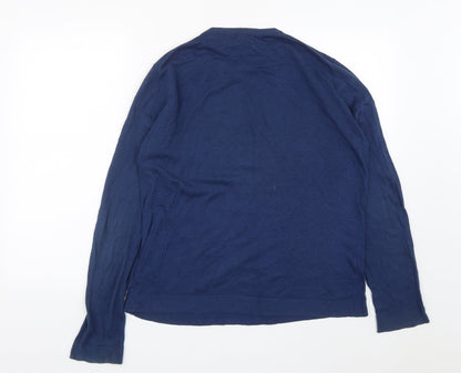 Mango Mens Blue Round Neck  Polyester Pullover Jumper Size L