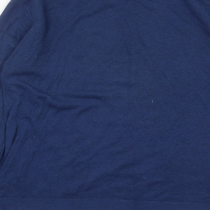 Mango Mens Blue Round Neck  Polyester Pullover Jumper Size L
