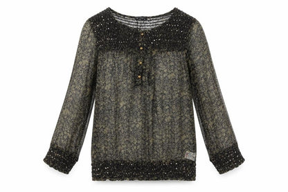 Rise Womens Black Paisley Viscose Basic Button-Up Size 12 Scoop Neck