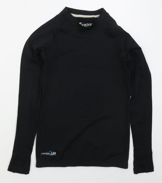 Precision Fit Boys Black  Polyester Basic T-Shirt Size M Crew Neck Pullover - Athletic