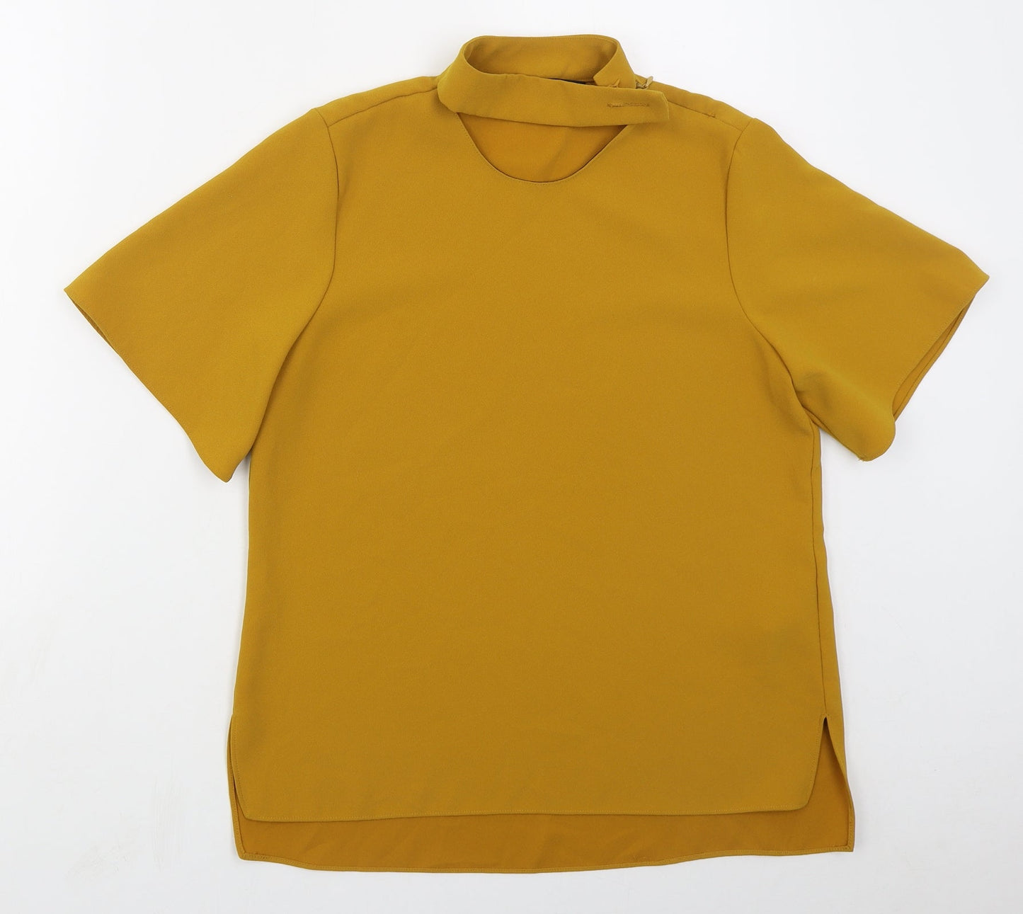 Zara Womens Yellow  Polyester Basic Blouse Size S Round Neck - Mustard Yellow