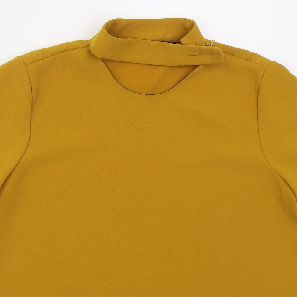 Zara Womens Yellow  Polyester Basic Blouse Size S Round Neck - Mustard Yellow