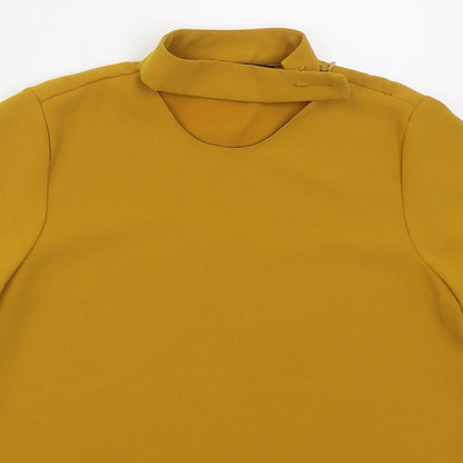 Zara Womens Yellow  Polyester Basic Blouse Size S Round Neck - Mustard Yellow