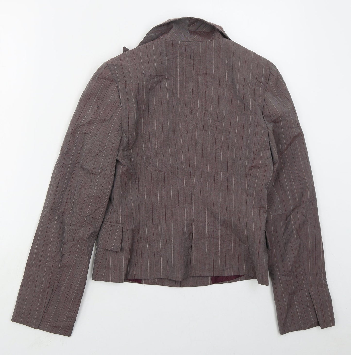 MNG Womens Purple Striped Polyester Jacket Suit Jacket Size 10