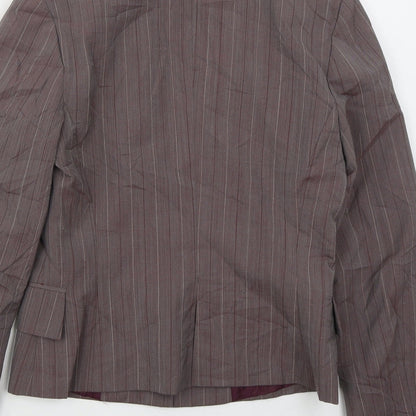 Mango Womens Purple Striped Polyester Jacket Suit Jacket Size 10