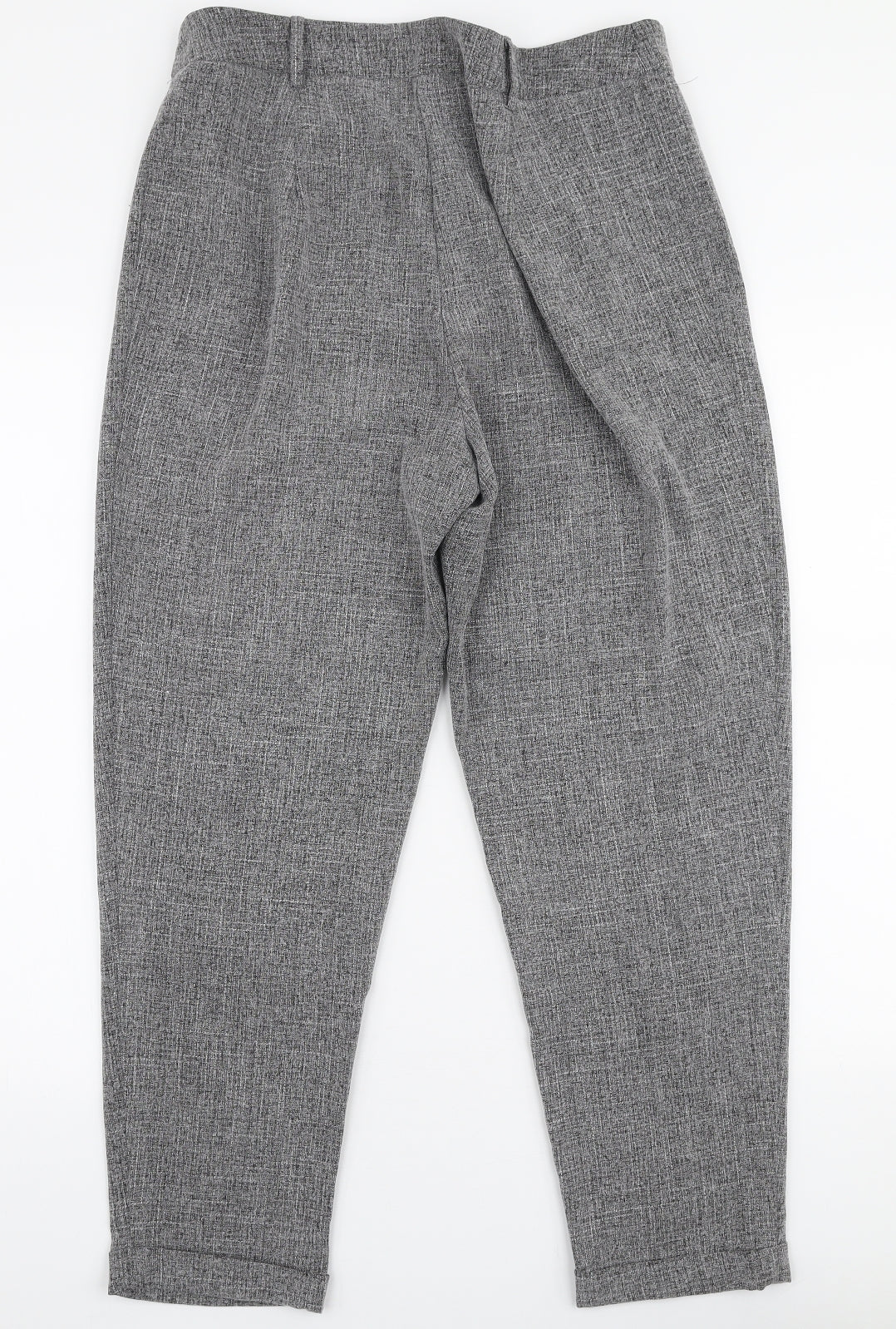 New Look Womens Grey  Polyester Trousers  Size 12 L26 in Slim Zip