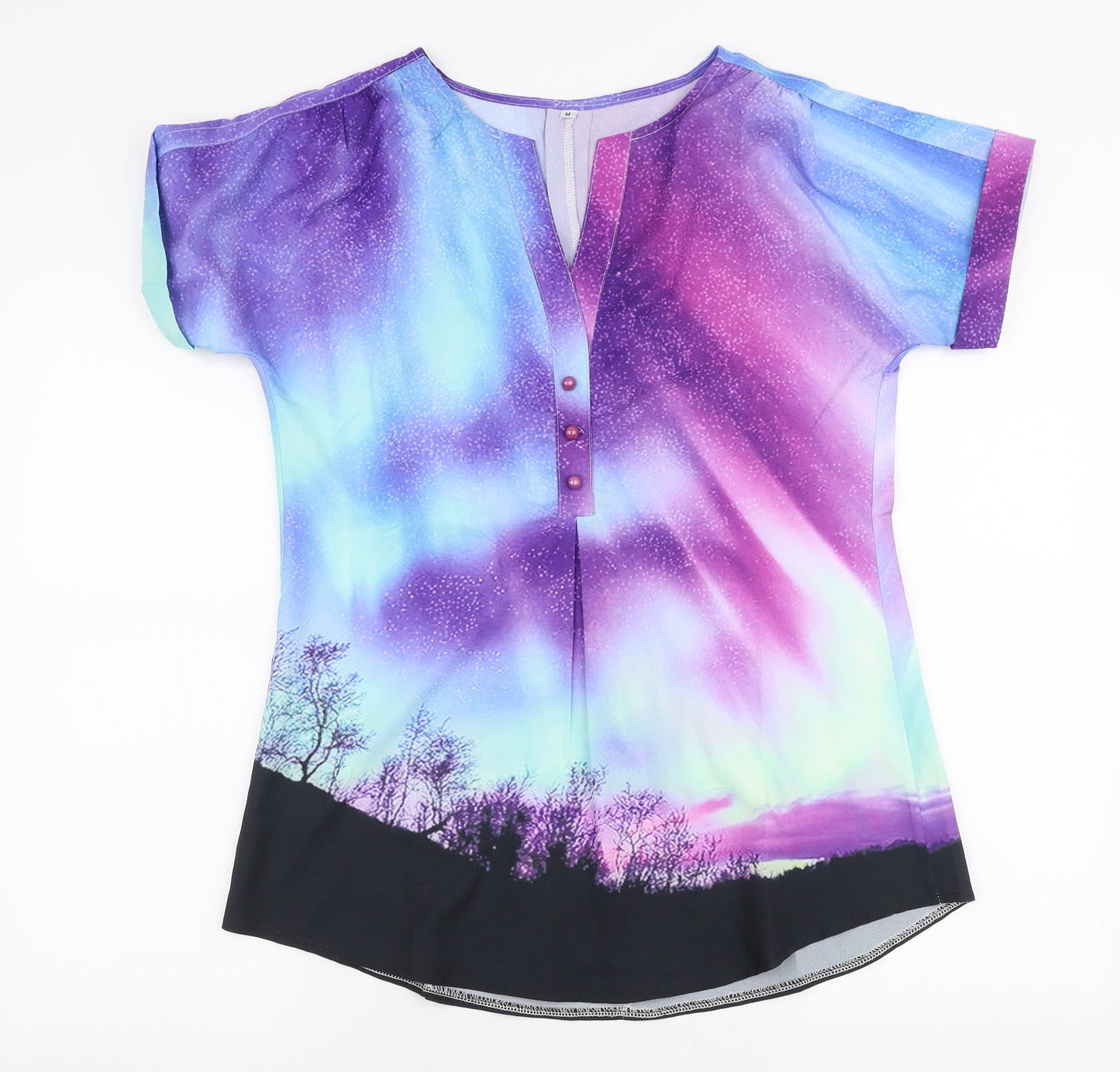 Preworn Womens Multicoloured  Polyester Basic Blouse Size M V-Neck