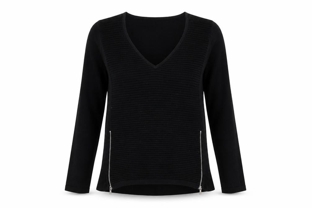 Savida Womens Black V-Neck  Viscose Pullover Jumper Size S