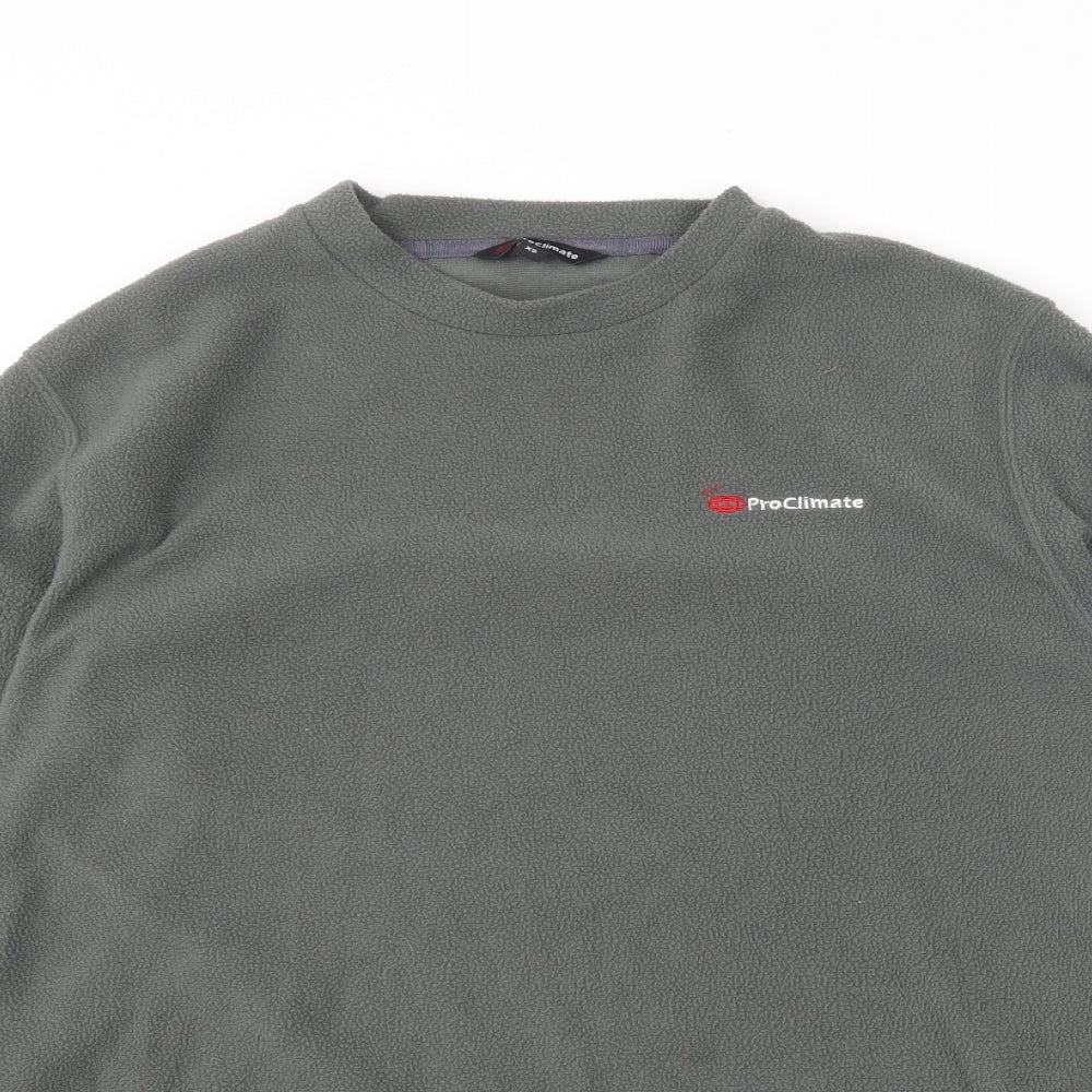 Pro Climate Mens Green Round Neck  Polyester Pullover Jumper Size XS