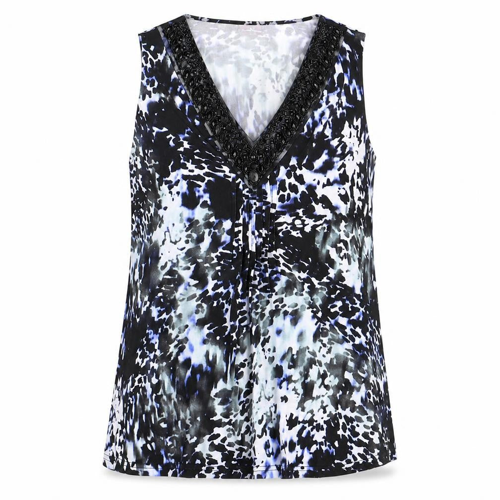Together Womens Multicoloured Geometric Polyester Basic Blouse Size 14 V-Neck