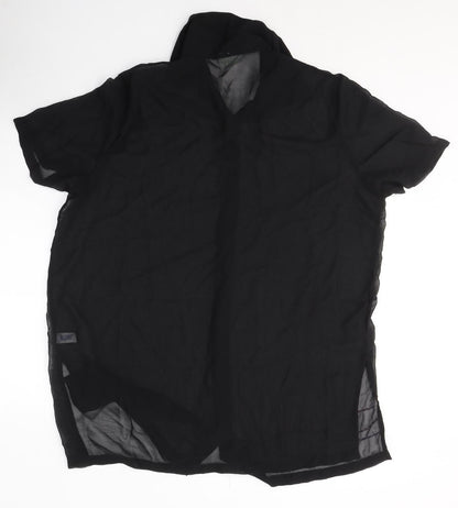 Resort Womens Black  Polyester Basic Button-Up Size 18 Collared