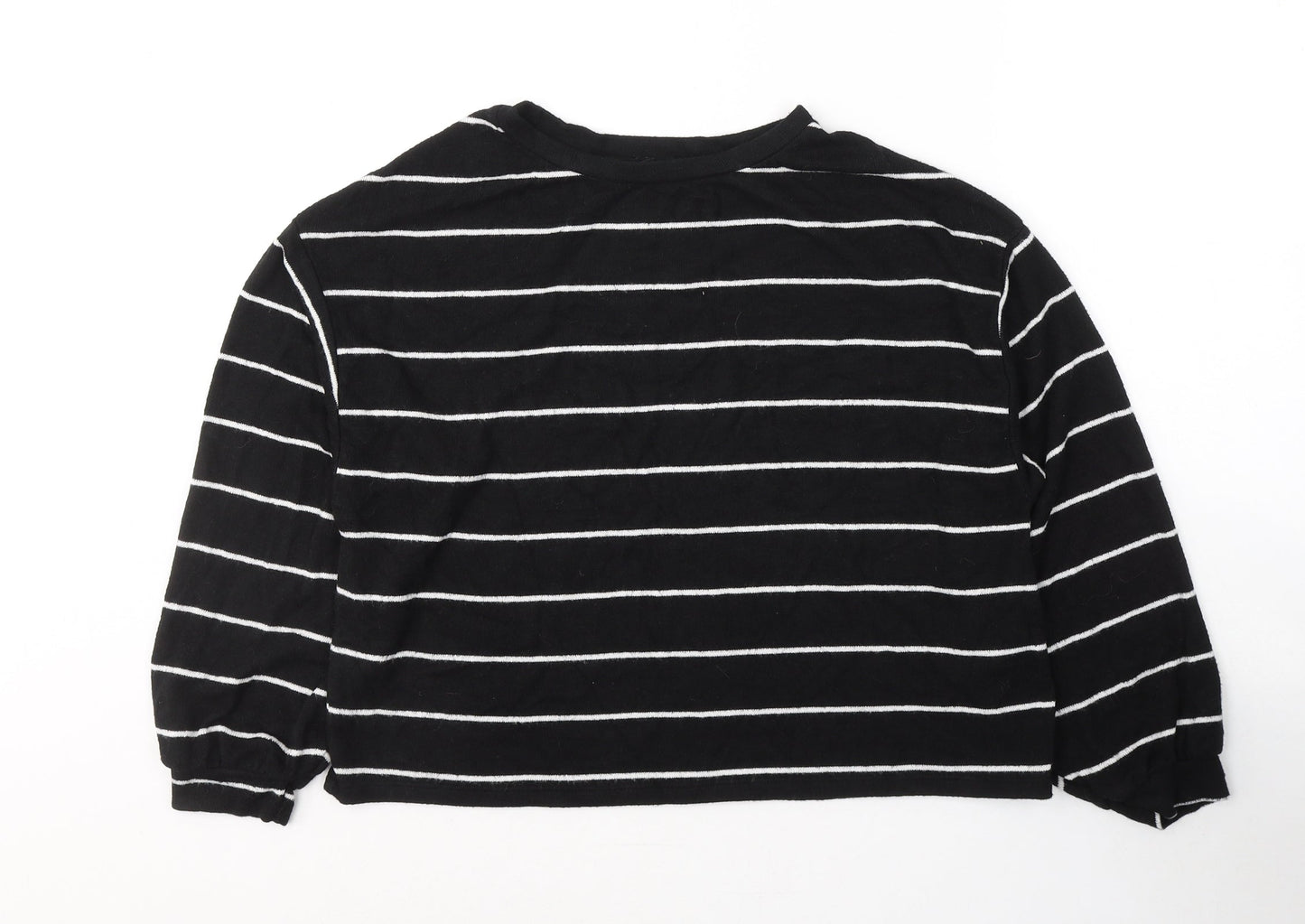 New Look Womens Black Round Neck Striped Acrylic Pullover Jumper Size M
