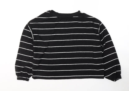 New Look Womens Black Round Neck Striped Acrylic Pullover Jumper Size M