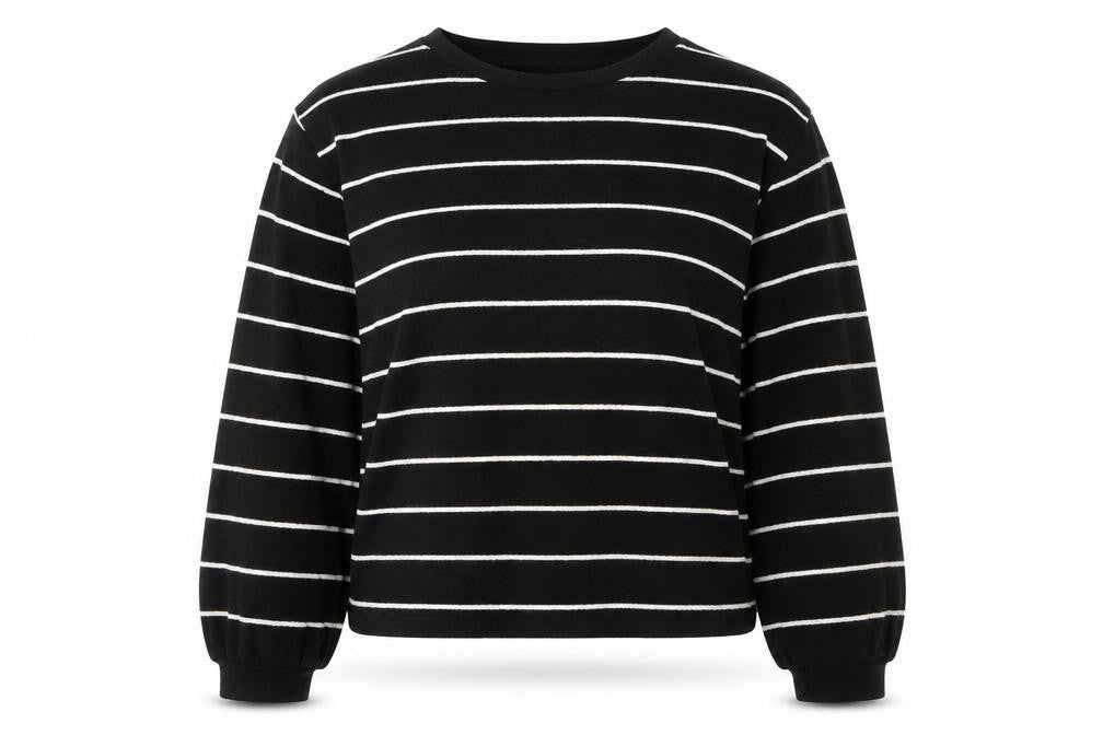 New Look Womens Black Round Neck Striped Acrylic Pullover Jumper Size M